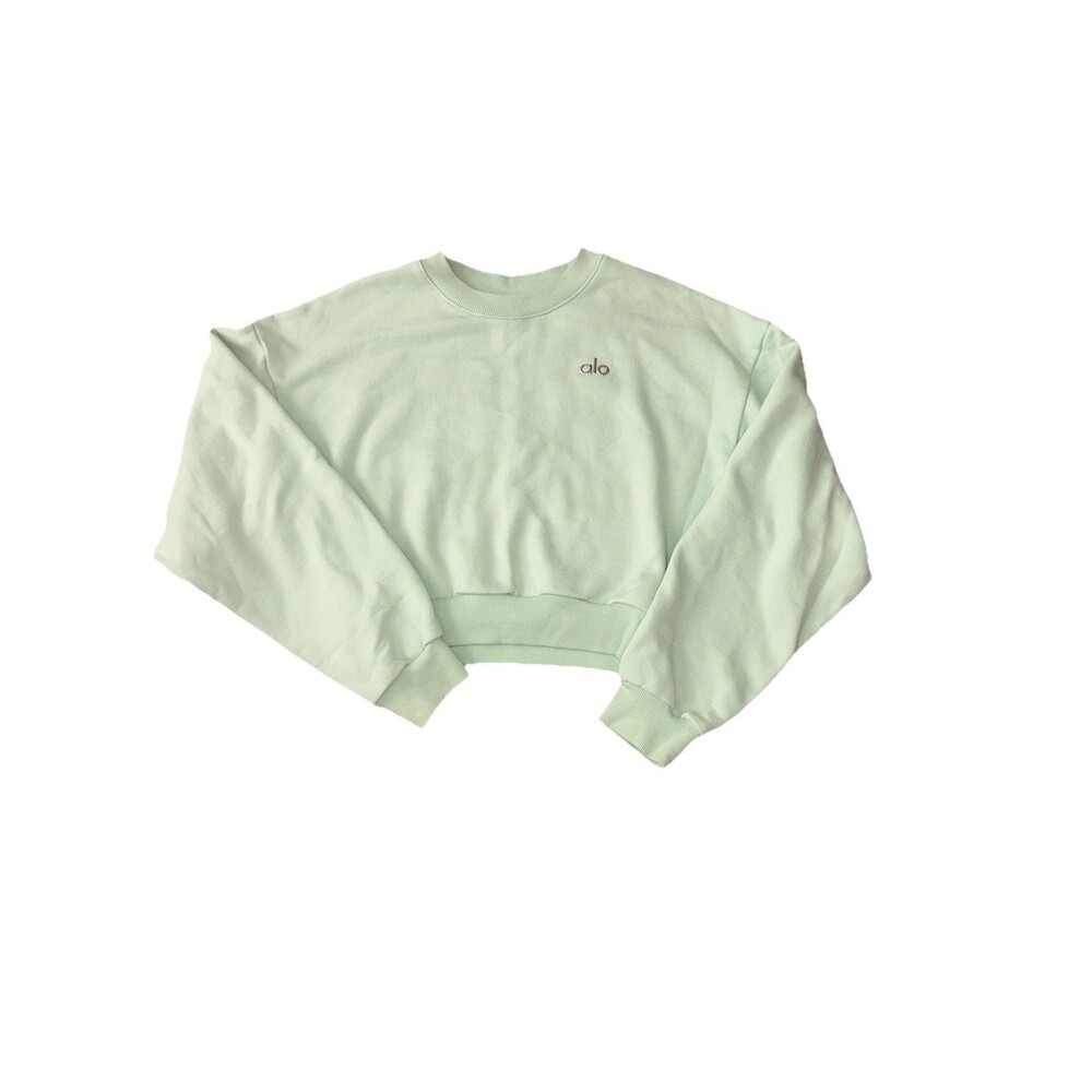 Alo Yoga Accolade Cropped Crewneck Sweatshirt Spearmint Medium - Picture 3 of 8